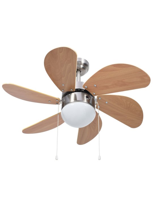 Stropní ventilátor se světlem 76 cm světle hnědý