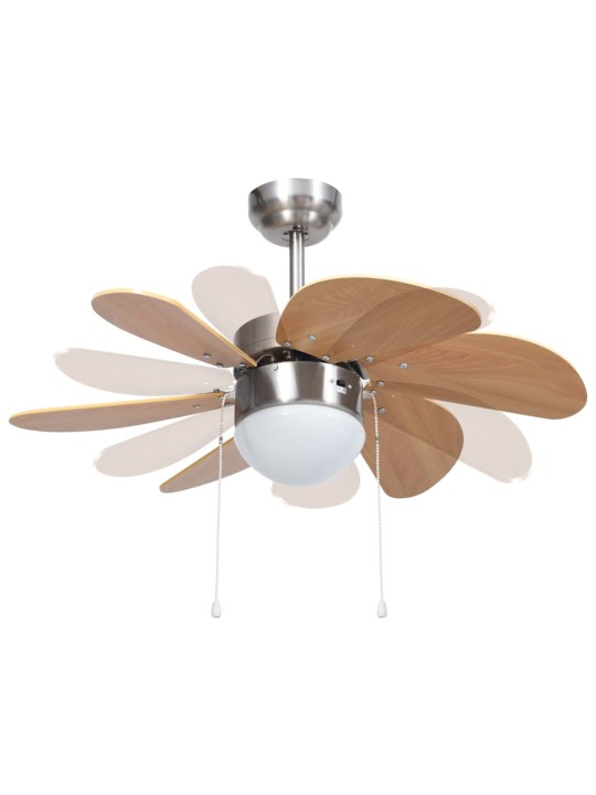 Stropní ventilátor se světlem 76 cm světle hnědý