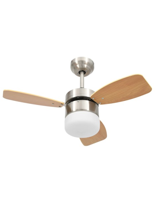 Stropní ventilátor světlo a dálkový ovladač 76 cm světle hnědý