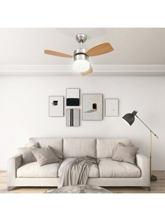 Stropní ventilátor světlo a dálkový ovladač 76 cm světle hnědý