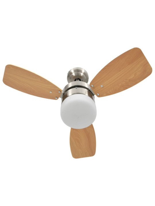 Stropní ventilátor světlo a dálkový ovladač 76 cm světle hnědý