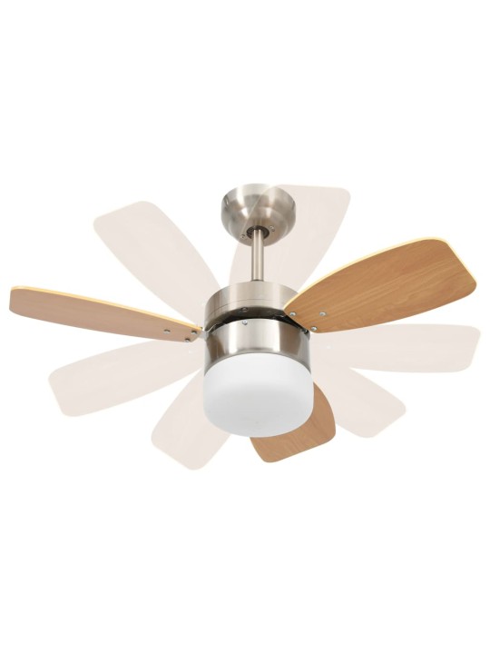Stropní ventilátor světlo a dálkový ovladač 76 cm světle hnědý