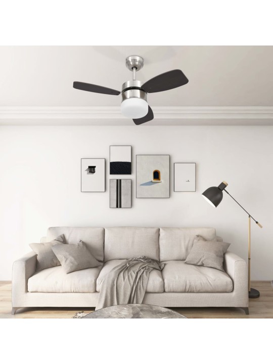 Stropní ventilátor světlo a dálkový ovladač 76 cm tmavě hnědý