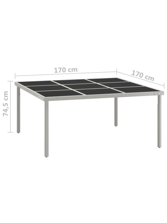 Zahradní jídelní stůl 170 x 170 x 74,5 cm sklo a ocel