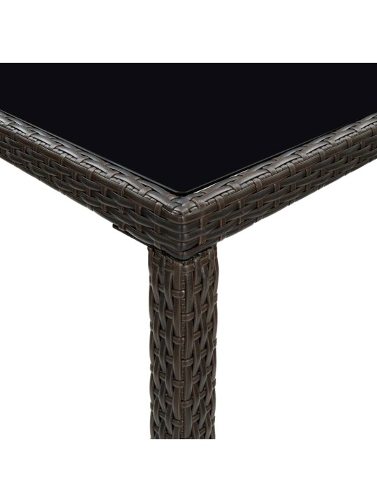 Zahradní barový stůl hnědý 130 x 60 x 110 cm polyratan a sklo