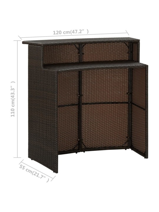 Zahradní barový stůl hnědý 120 x 55 x 110 cm polyratan