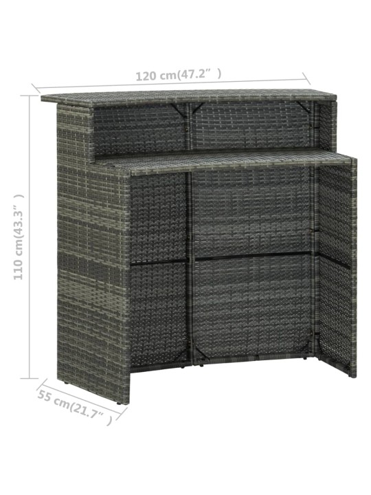 Zahradní barový stůl šedý 120 x 55 x 110 cm polyratan