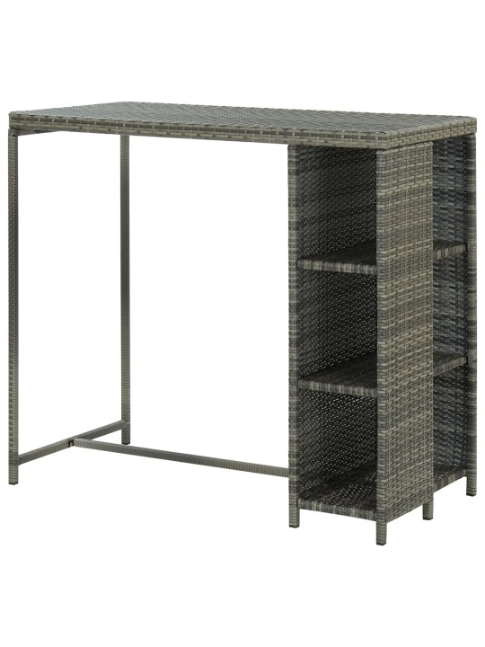 Barový stolek s úložným regálem šedý 120x60x110 cm polyratan
