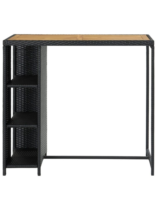 Barový stolek s úložným regálem černý 120x60x110 cm polyratan