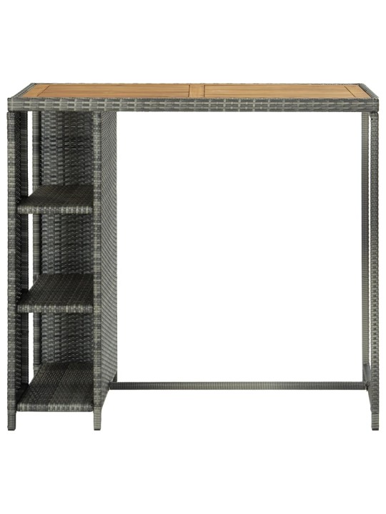 Barový stolek s úložným regálem šedý 120x60x110 cm polyratan