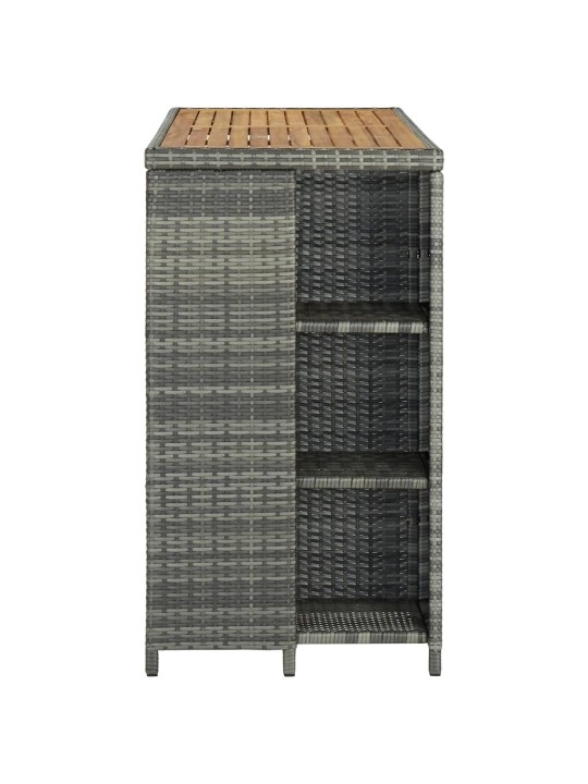 Barový stolek s úložným regálem šedý 120x60x110 cm polyratan