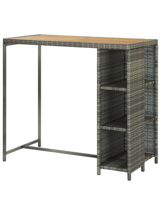 Barový stolek s úložným regálem šedý 120x60x110 cm polyratan