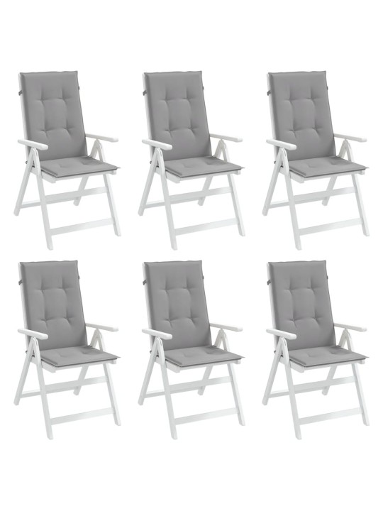 Podušky na židli vysoké opěradlo 6 ks šedé 120x50x3 cm textil
