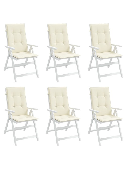 Podušky na židli vysoké opěradlo 6 ks krémové 120x50x3cm textil