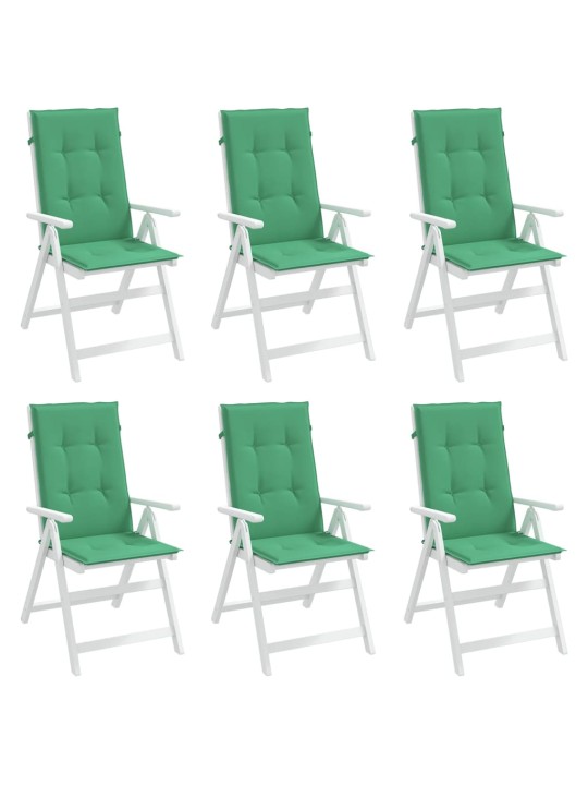 Podušky na židli vysoké opěradlo 6 ks zelené 120x50x3 cm textil