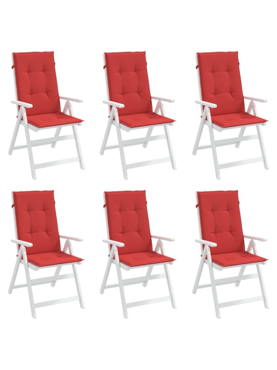 Podušky na židli vysoké opěradlo 6 ks červené 120x50x3cm textil