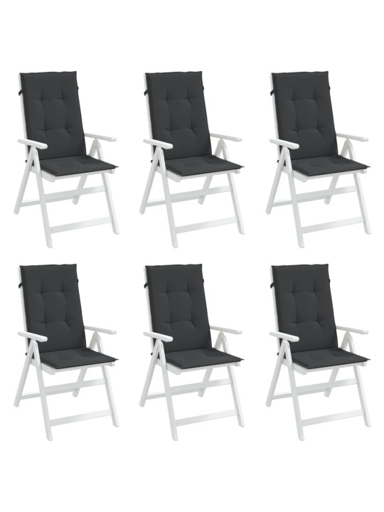 Podušky na židli vysoké opěradlo 6 ks černé 120x50x3 cm textil