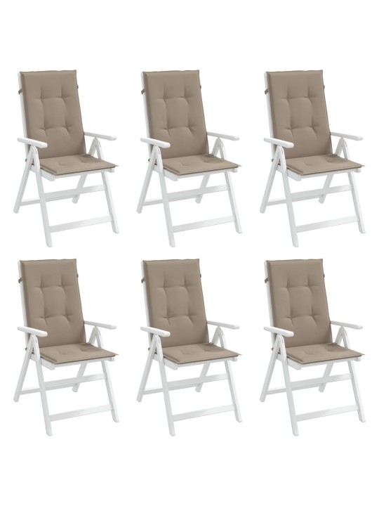 Podušky na židli vysoké opěradlo 6 ks taupe 120x50x3 cm textil