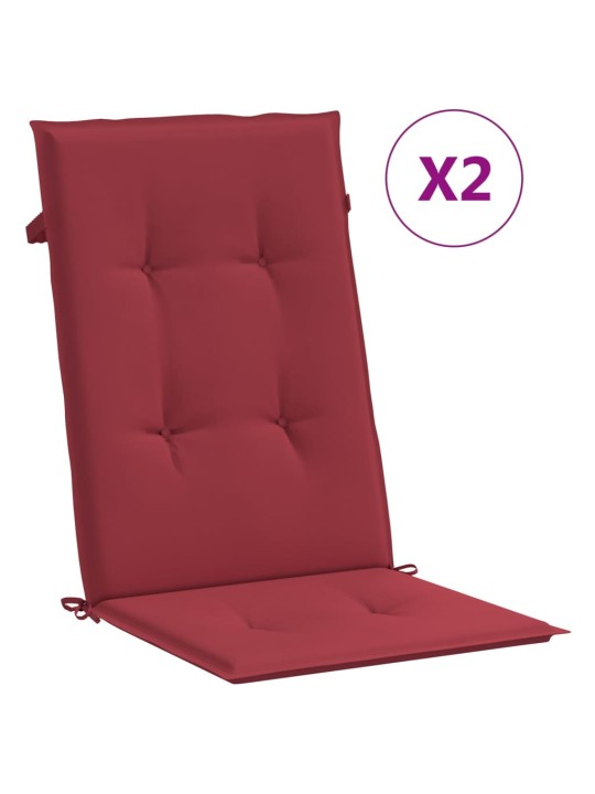 Podušky na židli vysoké opěradlo 2 ks vínové 120x50x3 cm textil