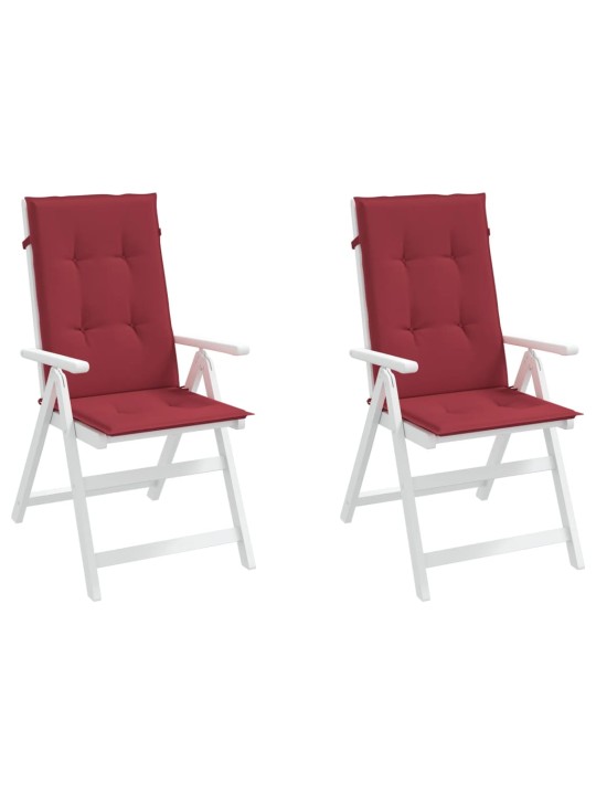 Podušky na židli vysoké opěradlo 2 ks vínové 120x50x3 cm textil