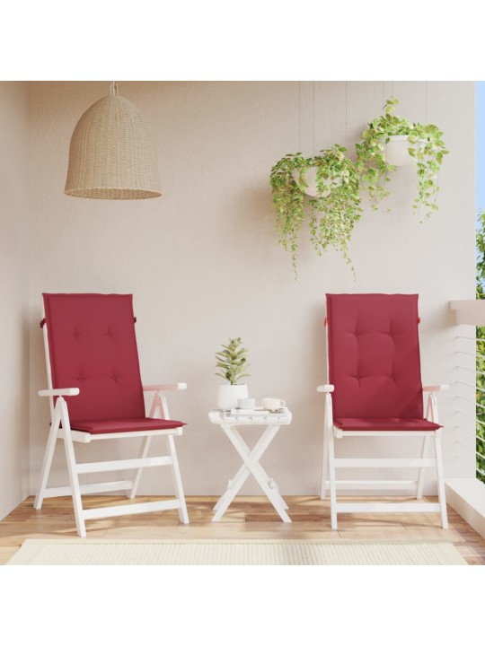 Podušky na židli vysoké opěradlo 2 ks vínové 120x50x3 cm textil