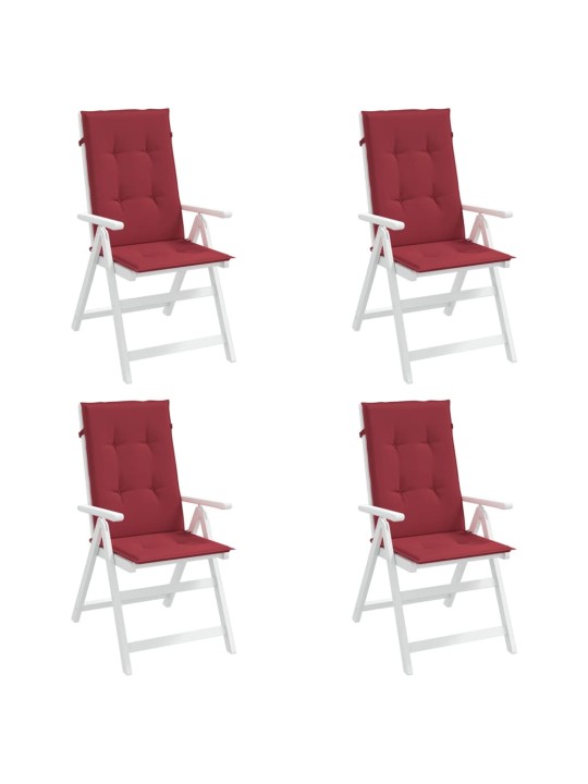 Podušky na židli vysoké opěradlo 4 ks vínové 120x50x3 cm textil