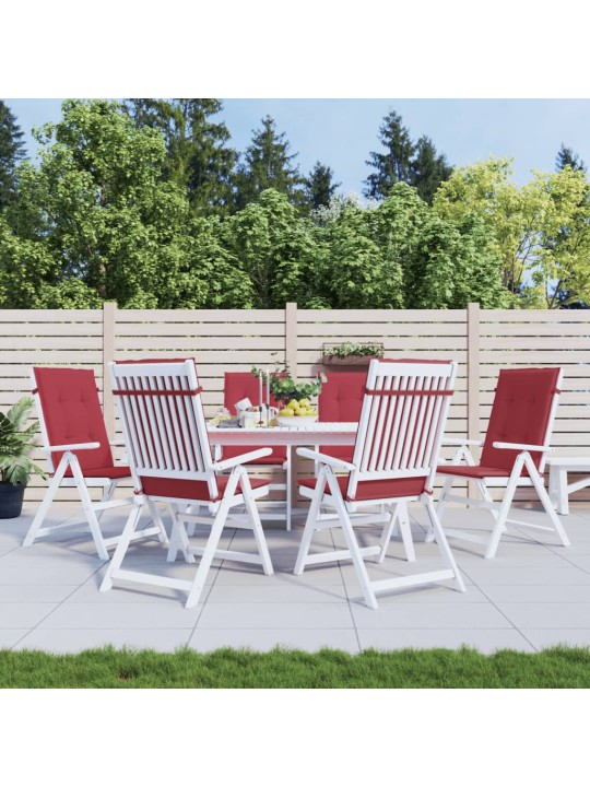 Podušky na židli vysoké opěradlo 6 ks vínové 120x50x3 cm textil