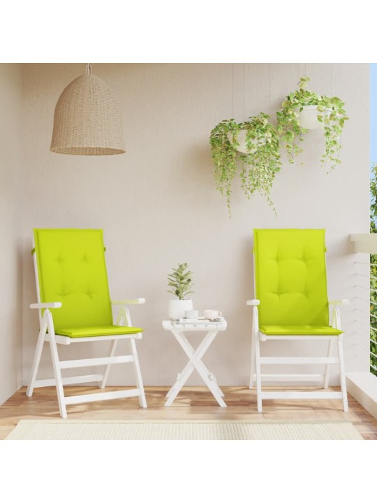 Podušky na židli vysoké opěradlo 2 ks jasně zelené 120x50x3 cm