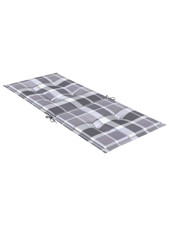 Podušky na židli vysoké opěradlo 4 ks šedé kárované 120x50x3 cm
