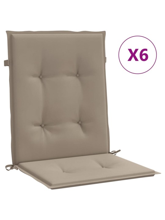 Podušky na židli nízké opěradlo 6 ks taupe 100x50x3 cm oxford