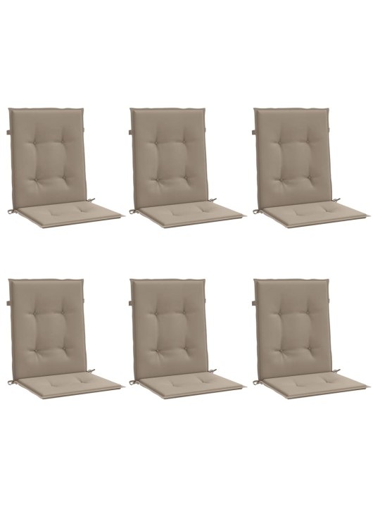 Podušky na židli nízké opěradlo 6 ks taupe 100x50x3 cm oxford