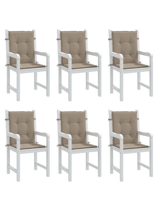 Podušky na židli nízké opěradlo 6 ks taupe 100x50x3 cm oxford
