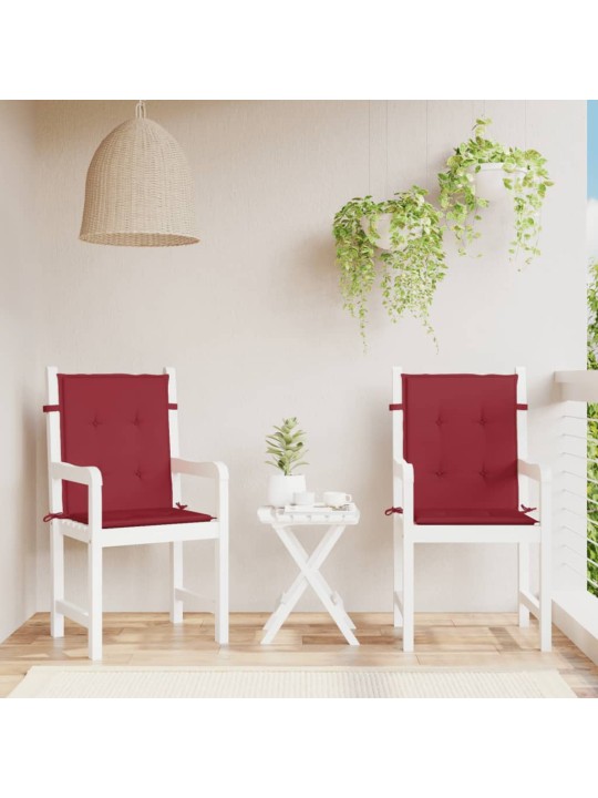 Podušky na židli nízké opěradlo 2 ks vínové 100x50x3 cm oxford