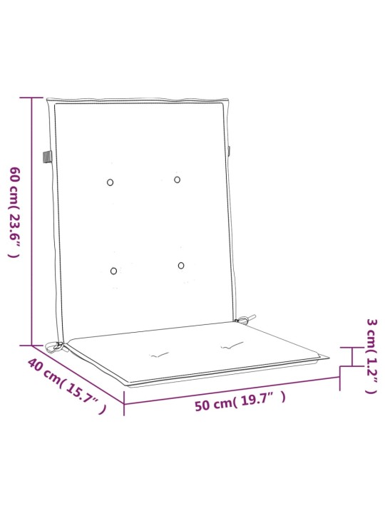 Podušky na židli nízké opěradlo 6 ks vínové 100x50x3 cm oxford