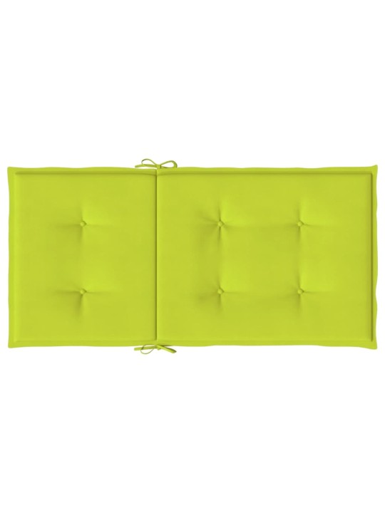 Podušky na židli nízké opěradlo 2 ks jasně zelené 100x50x3 cm