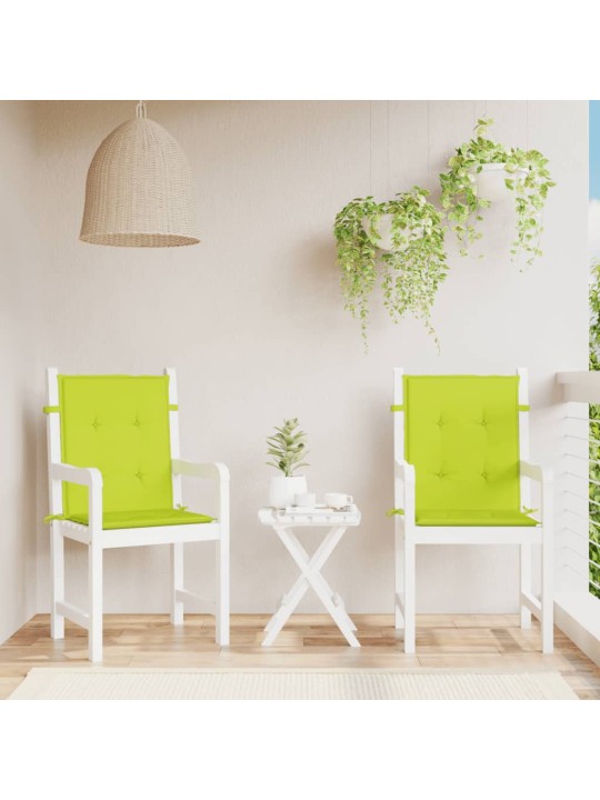 Podušky na židli nízké opěradlo 2 ks jasně zelené 100x50x3 cm