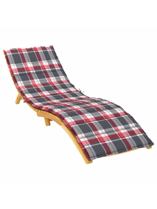 Poduška na lehátko červená károvaná 200x70x3 cm oxfordská látka