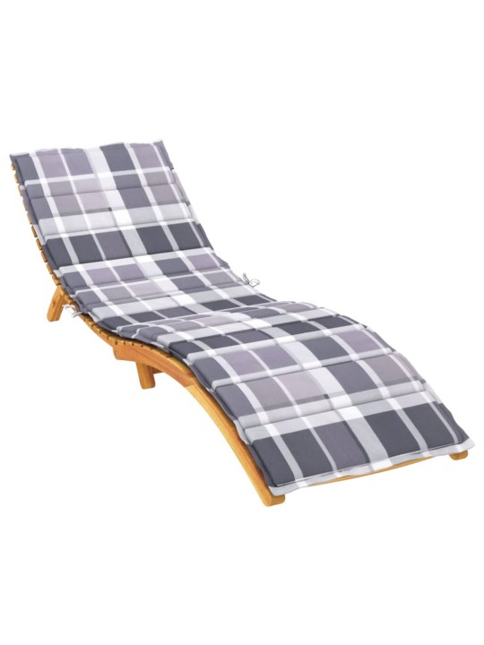 Poduška na lehátko šedá károvaná 200x70x3 cm oxfordská látka