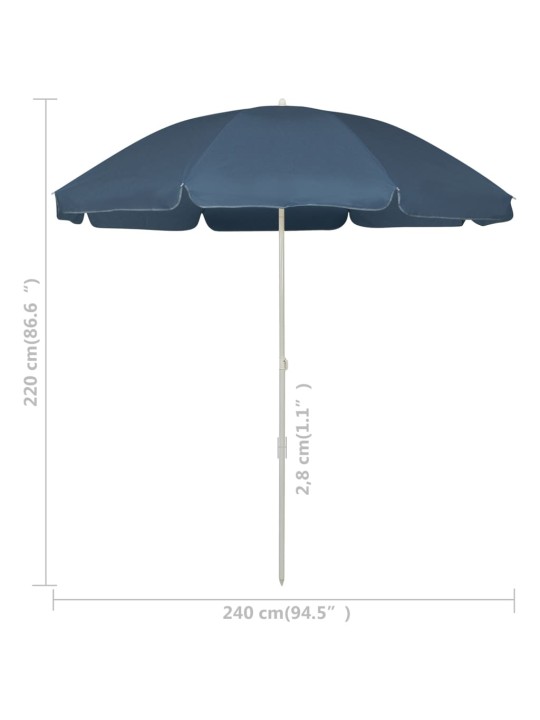 Plážový slunečník modrý 240 cm
