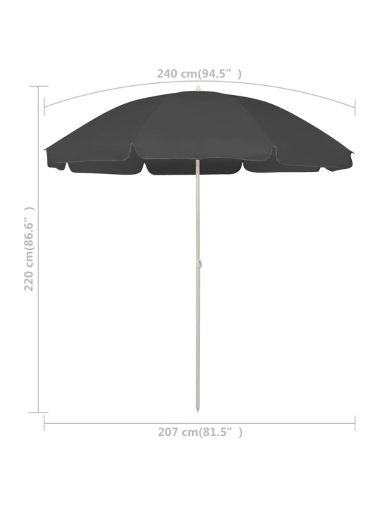 Plážový slunečník antracitový 240 cm