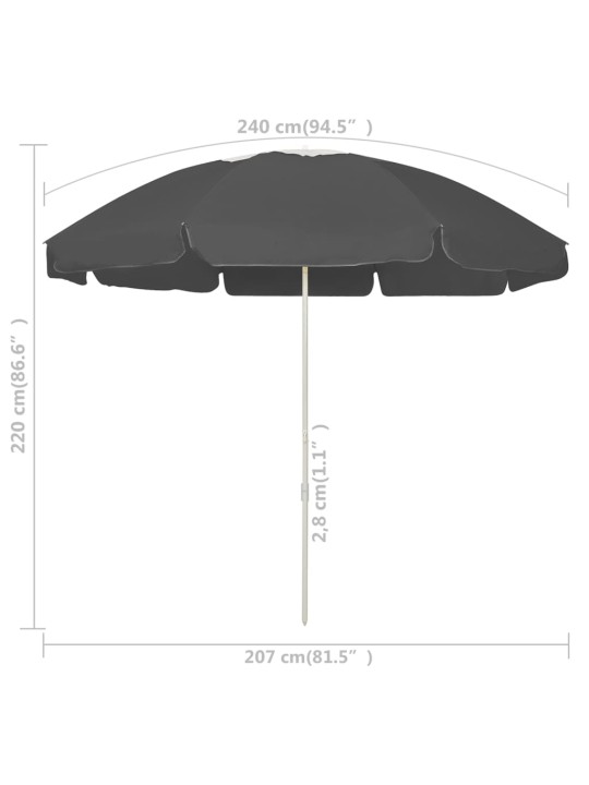 Plážový slunečník antracitový 240 cm