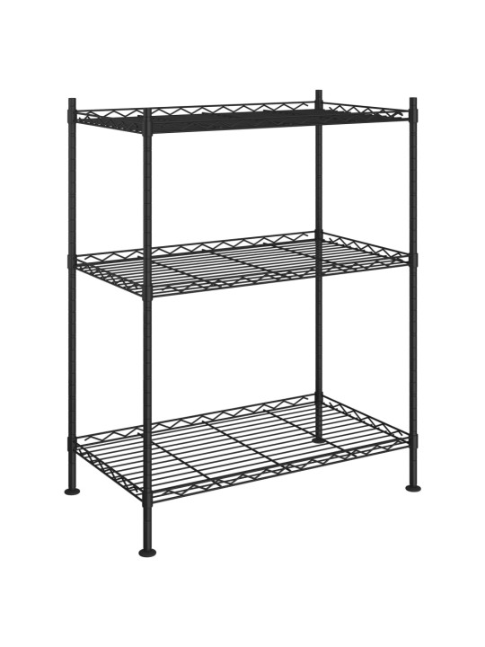 Úložný regál 3 police 60 x 35 x 76 cm černý 150 kg