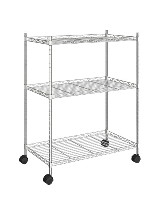 3patrový úložný regál na kolečkách 60 x 35 x 81 cm chrom 150 kg