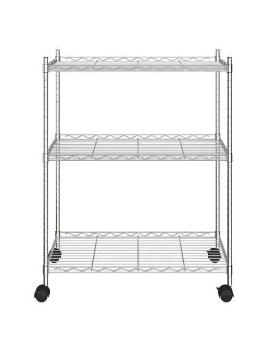 3patrový úložný regál na kolečkách 60 x 35 x 81 cm chrom 150 kg