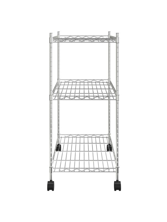 3patrový úložný regál na kolečkách 60 x 35 x 81 cm chrom 150 kg