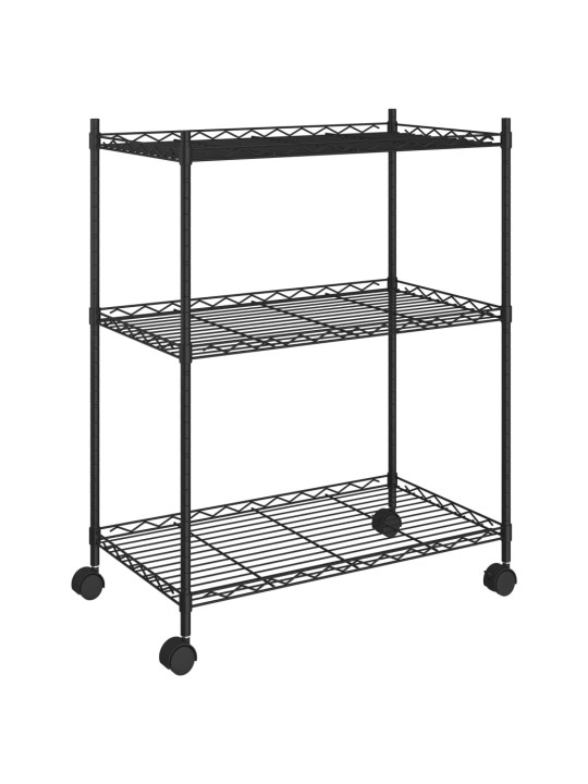 3patrový úložný regál na kolečkách 60 x 35 x 81 cm černý 150 kg