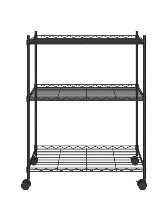 3patrový úložný regál na kolečkách 60 x 35 x 81 cm černý 150 kg