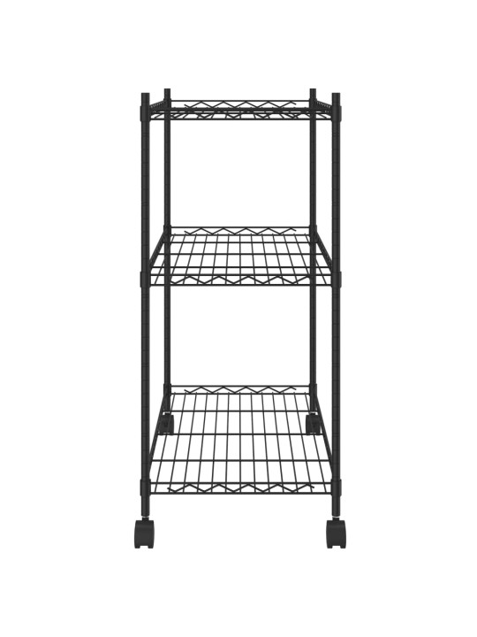 3patrový úložný regál na kolečkách 60 x 35 x 81 cm černý 150 kg