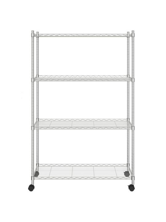 4patrový úložný regál na kolečkách 90x35x142 cm chrom 200 kg