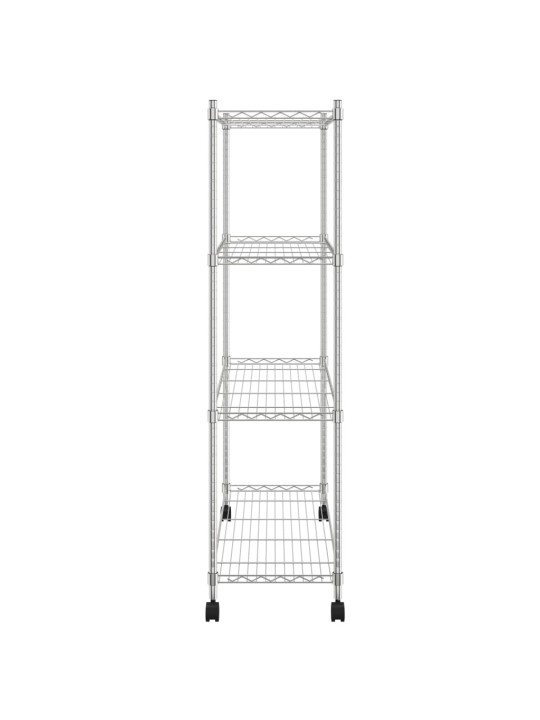 4patrový úložný regál na kolečkách 90x35x142 cm chrom 200 kg